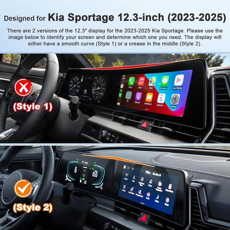 BSTW for 2025 Kia Sportage Screen Protector for 2023-2025 Sportage EX/X-Line/Hybrid EX/PHEV X-Line 12.3-in for Kia Sportage Accessories Anti-Scratch Nano Protective Film 2PCS - Image 2